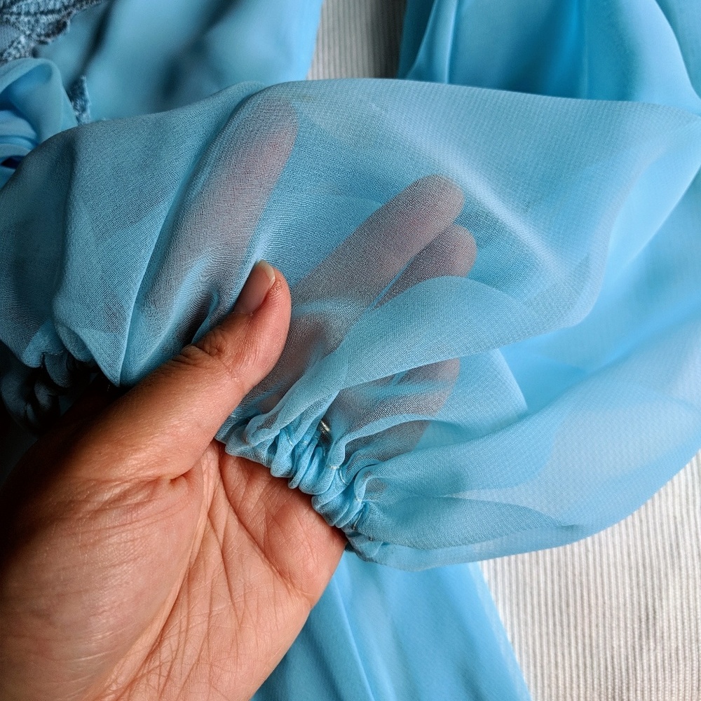 Gorgeous 80s vintage Frozen blue union made dress - Picture 5 of 8
